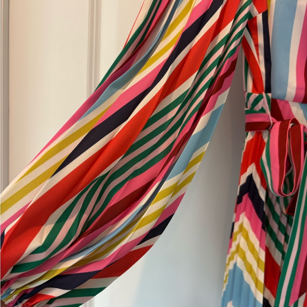 Boden dress NWT 8 V Neck pleated midi dress Multicolor Striped, gorgeous! - Picture 9 of 14